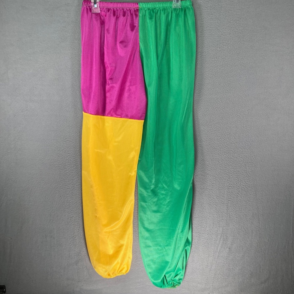 UO Yellow Green Pink Colorblock Mesh Cropped Zip Up Hoodie Pants Set L - Picture 13 of 14